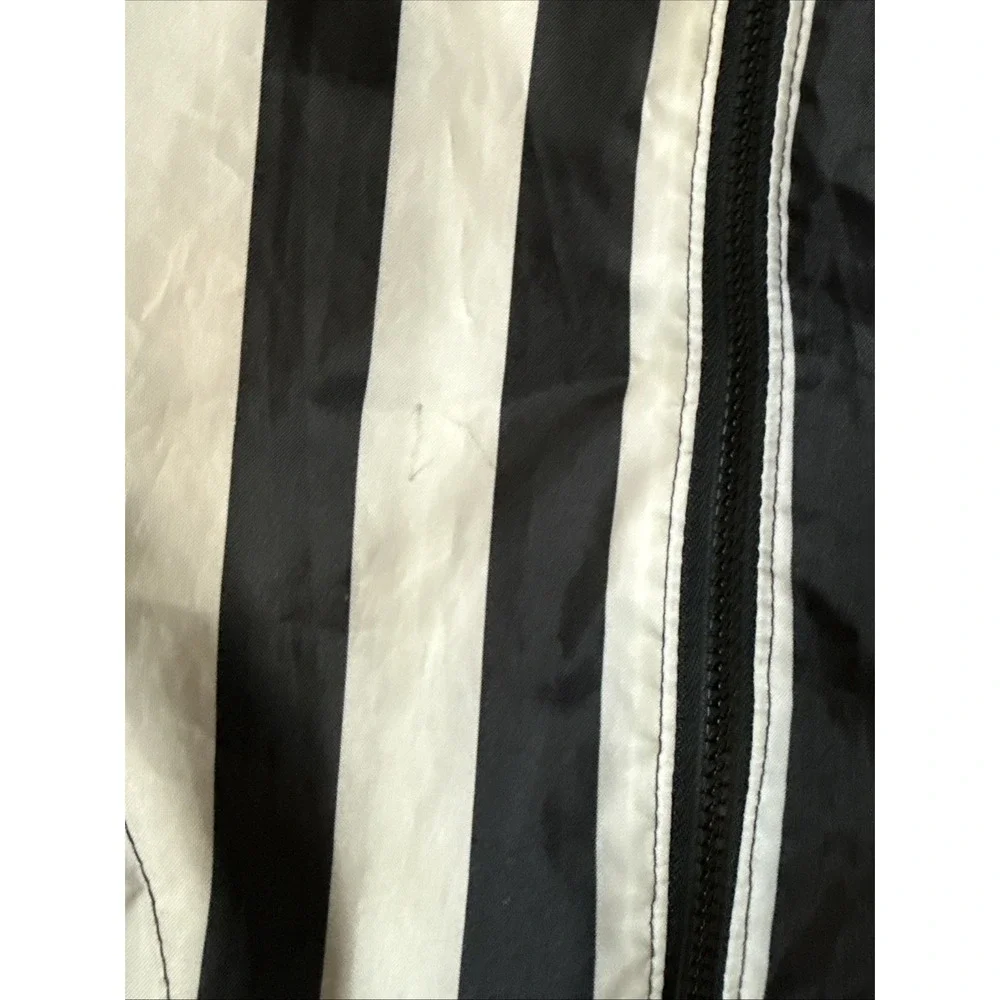 VTG +POS Referee Jacket Black White Striped Windbreaker Rain Made USA XL